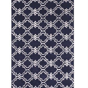 Blue Hand-Tufted Wool Traditional Moroccan Rug, 5' x 8'